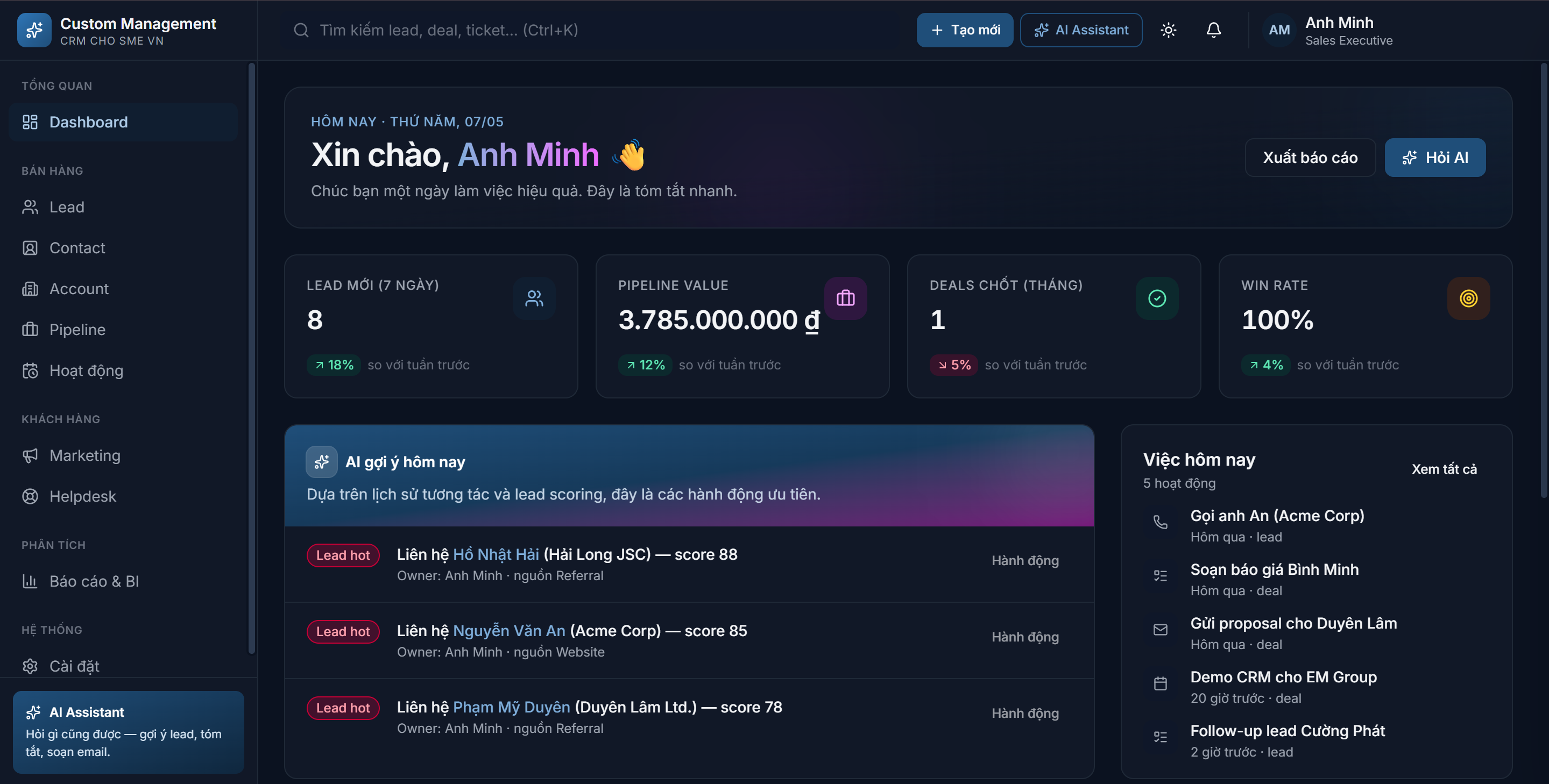 Hệ thống CRM quản lý khách hàng
